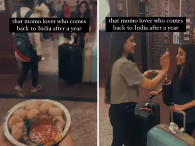 A Woman Surprises Her US-Returning Friend With Momos At The Railway Station