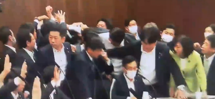 Battle Royal actor fights in Japan's parliament