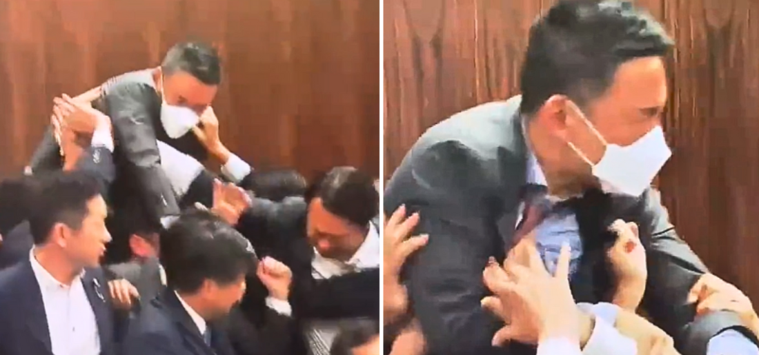 Battle Royale: Chaos In In Japanese Parliament Over Anti-Refugee Bill ...