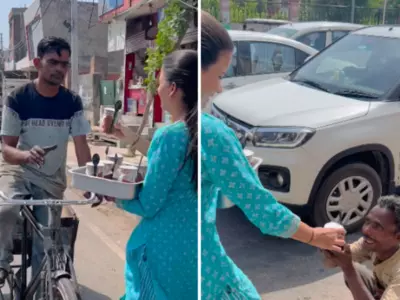 During Summer, A Woman Delivers Cold Lassi To Rickshaw-pullers And Street Vendors