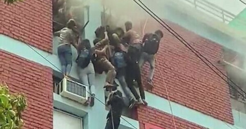 Dramatic Video Of Students Escaping Fire At A Coaching Centre In Delhi