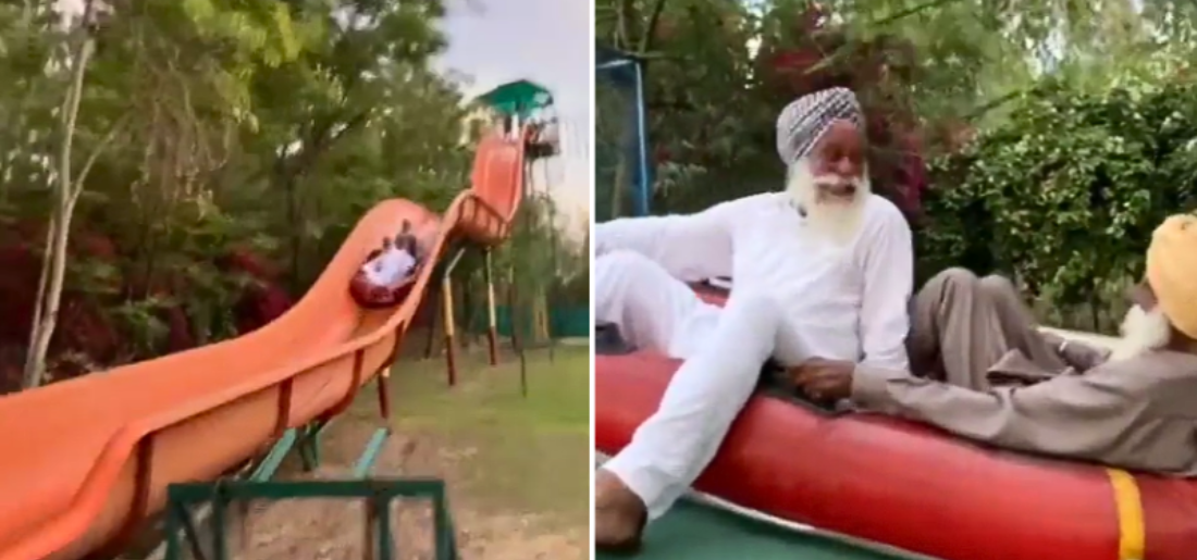 Elderly Sikh Men Ride Water Slide Video Goes Viral 4907