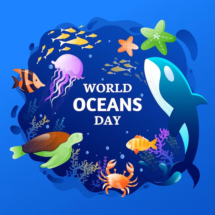World oceans day background Royalty Free Vector Image