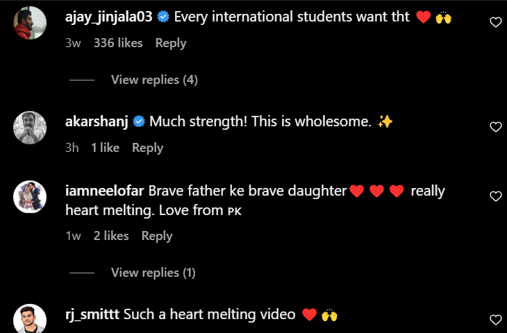 daughter's comments