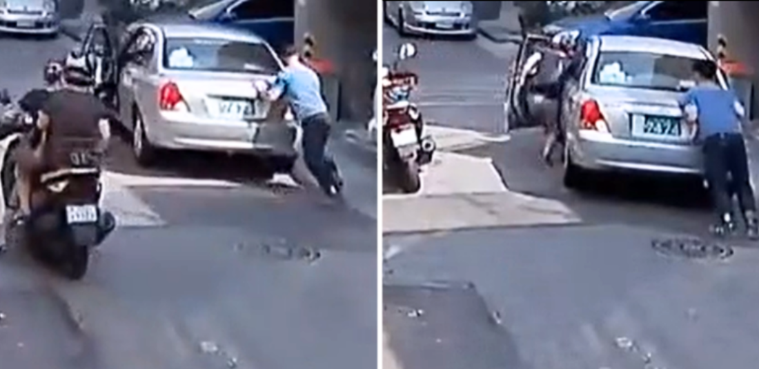 Woman Helps Man Control Runaway Car