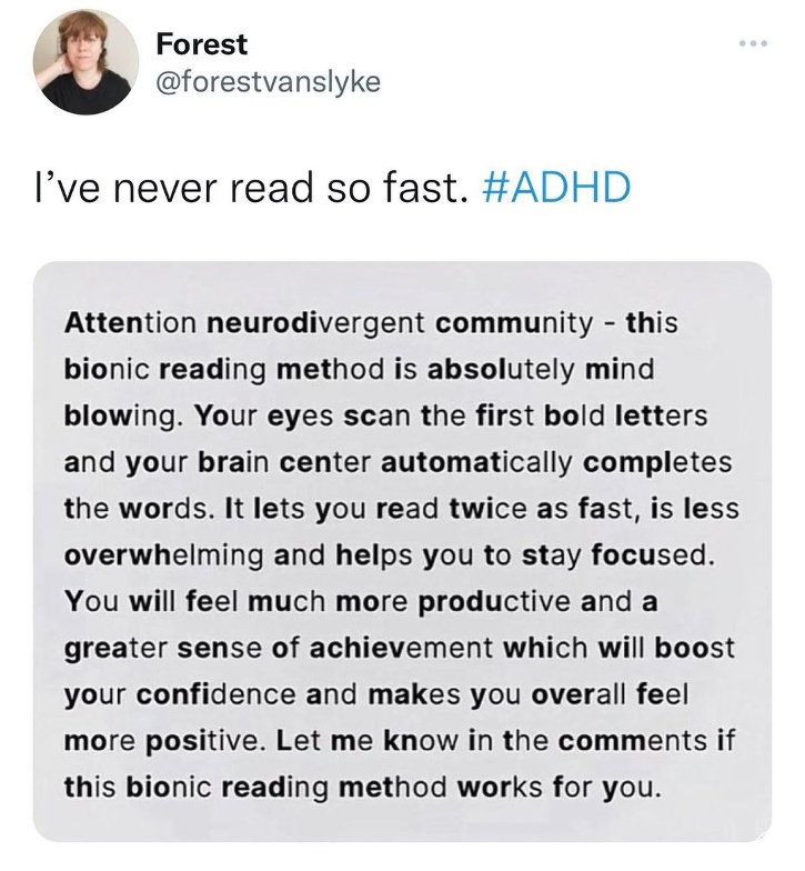 Do ADHD people read fast?