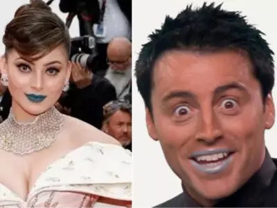 Urvashi Rautela's Blue Lipstick At Cannes Reminds People of Joey's Ichiban Ad From Friends