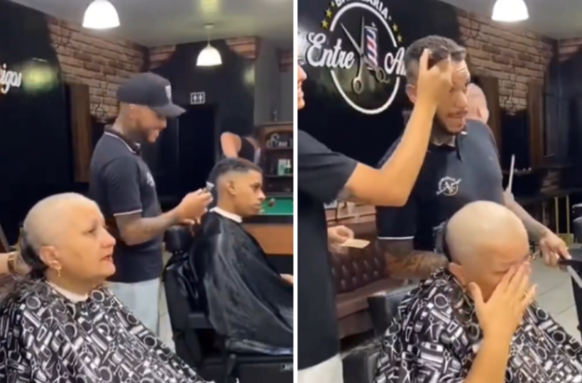 Barber Shaves His Head in Solidarity With Mother Fighting Cancer