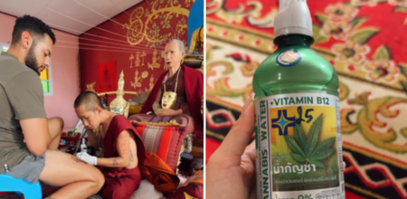 Thailand Monks Give Tattoos And Cannabis Water