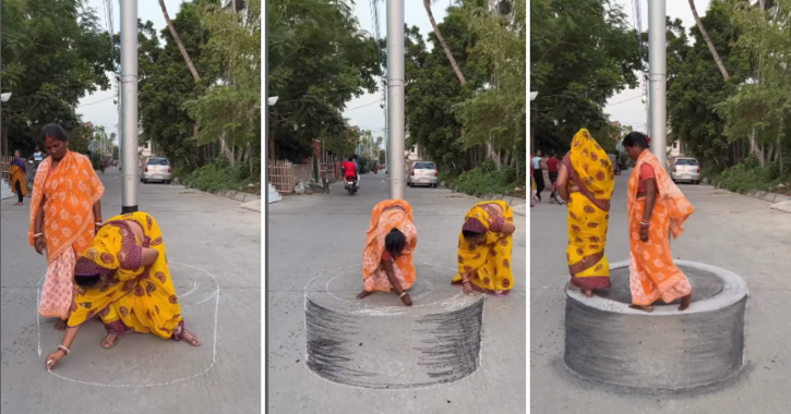 With their art they transformed this street into an optical illusion