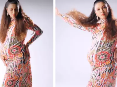 Gauahar Khan's classy reply to a user who praised her covered baby bump in pregnancy photoshoot.