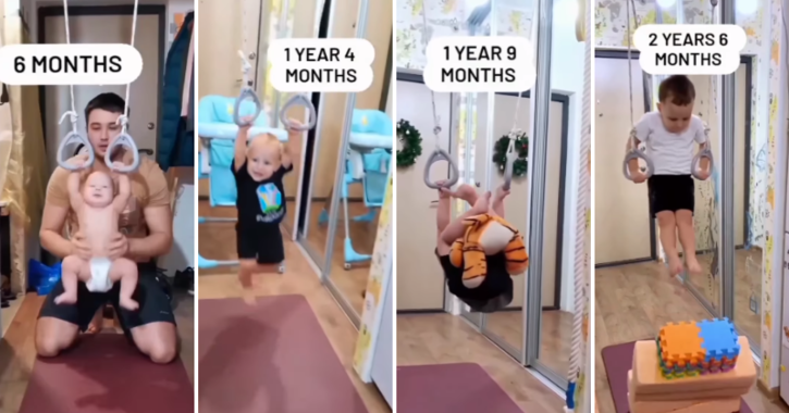 Check out this amazing video of a little boy exercising