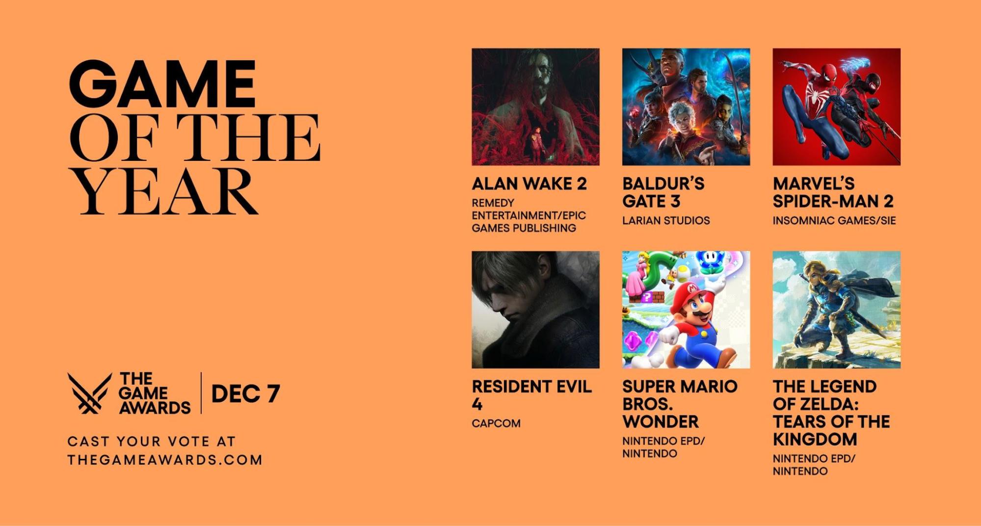 Epic Showdown: Game Awards 2023 - Zelda vs. Spider-Man vs. Alan Wake