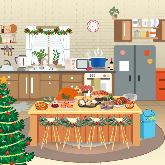 Discover The Seven Kitchen Hazards Hiding In A Traditional Holiday Scene Based On This Optical Illusion
