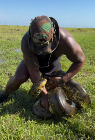 Man Grabs Live Anaconda With Bare Hands