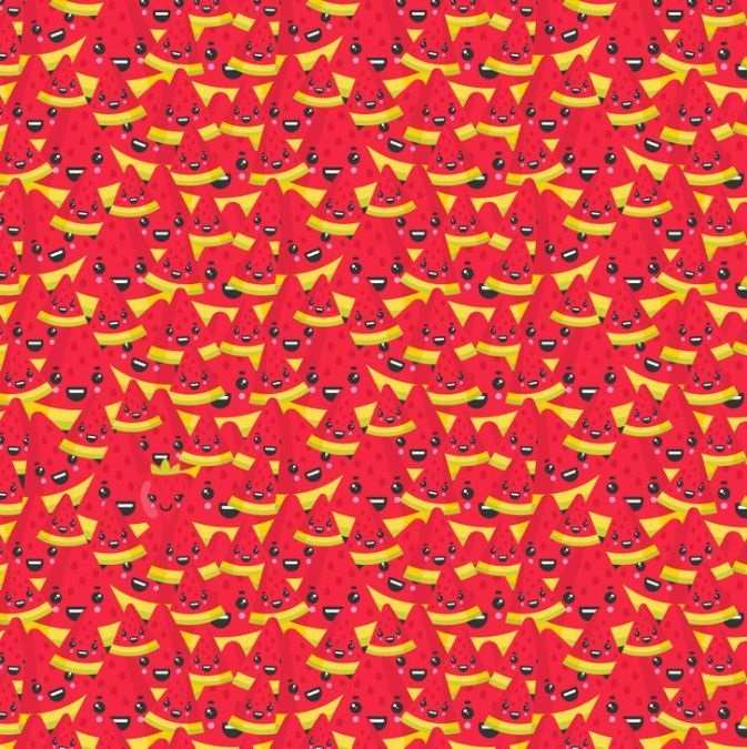 Intelligence test with optical illusion Find the hidden strawberry