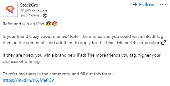 There is a vacancy for a chief meme expert in a Bengaluru startup, offering a salary of 1 lakh per month.  Learn more here
