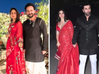 Alia-Ranbir And Kareena-Saif Twin In Red And Black On Diwali
