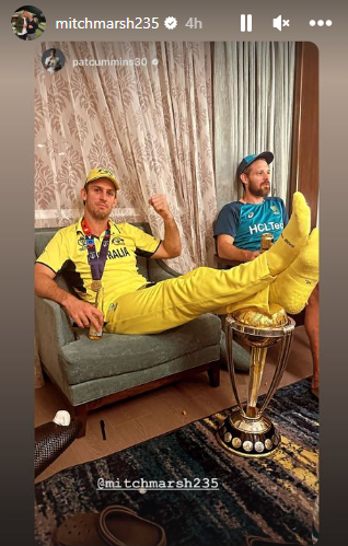 mitchell marsh puts feet on world cup trolled