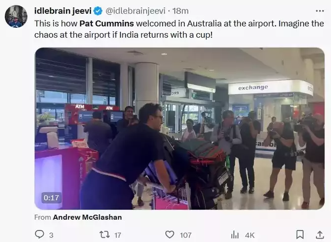 World Cup 2023 Pat Cummins return Australia no grand welcome at airport