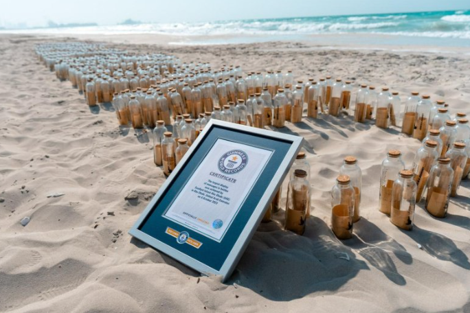 A message in a bottle breaks a Guinness World Record on an island in the United Arab Emirates