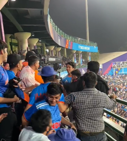 Fans fight during Ind Vs Afg match