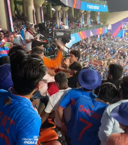 Fans fight during IND vs AFG match