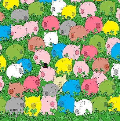 Find the four-leaf clover in the field optical illusion challenge