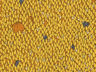 In A Cornfield, Find The Pear And Hamster Hidden By The Optical Illusion