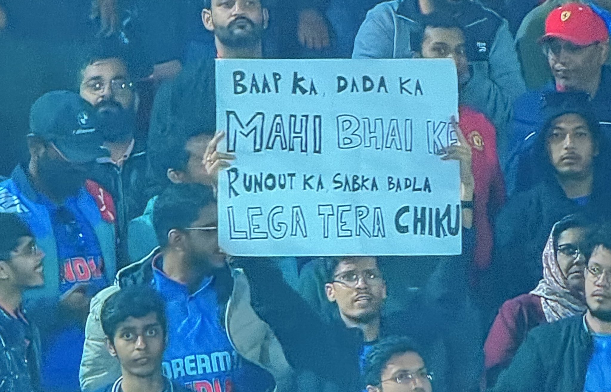 2023 World Cup, IND vs NZ Cricket Fan’s 'Dhoni Ka Badla' Placard For