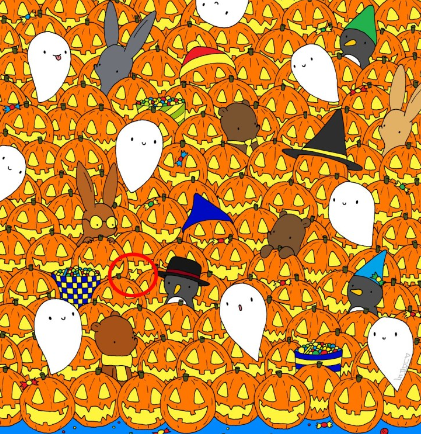 Find the star hidden among the pumpkins in our special Halloween optical illusion