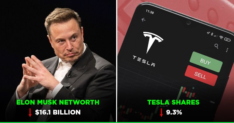 Elon Musk Loses $16 Billion In A Single Day After Tesla Shares Crash 10%