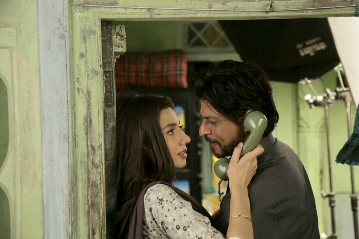 Still of Pakistani actress Mahira Khan and Shah Rukh Khan from Raees