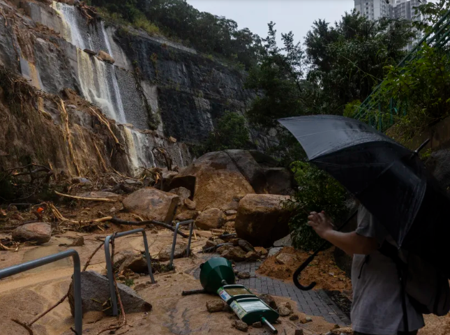 A record amount of rain has caused Hong Kong to lock down the city