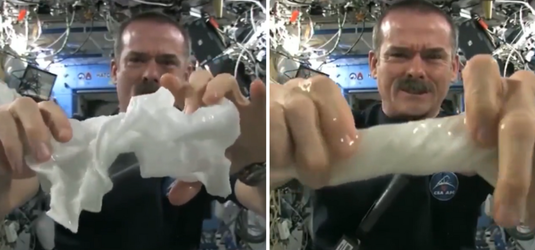 What Happens When You Wring A Wet Towel In Space?