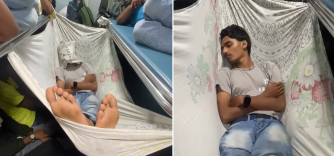 Man Caught Sleeping Peacefully In Makeshift Hammock Man Caught Sleeping Peacefully In Makeshift Hammock