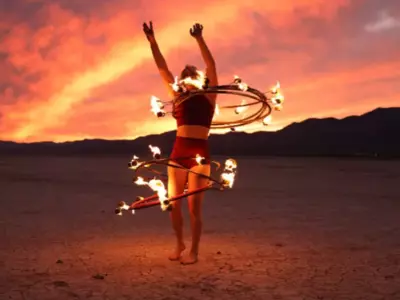 World Record-breaking Hula Performer Uses Eight Flaming Hoops In Her Act