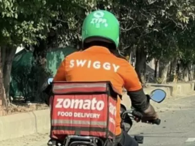 Delivery Agent Wears Swiggy, Zomato And Zypp Outfits All At Once 