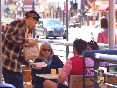 Funny Restaurant Video Shows Man Eating Customers' Food