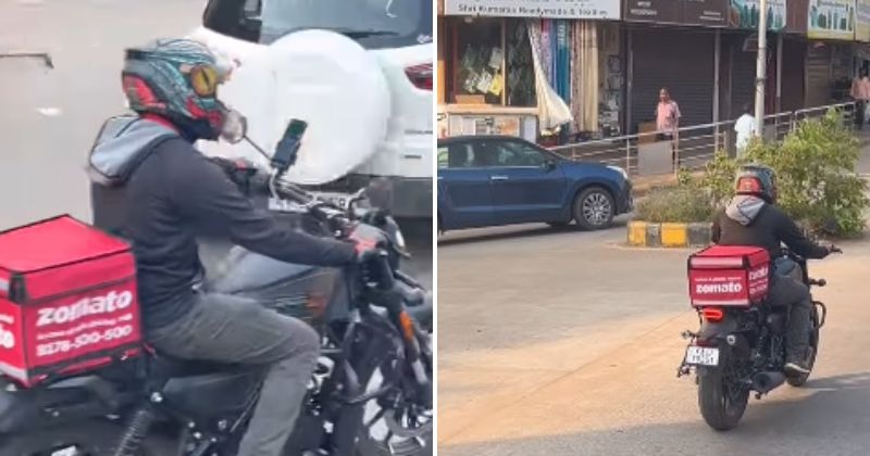 This Zomato Delivery Agent Has Stunned The Internet By Riding A Harley Davidson On Karnataka Road