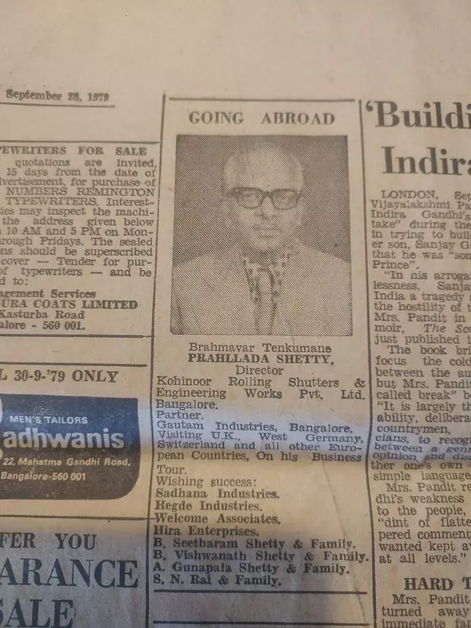Old Newspaper Ad Congratulates Indian Travelling Abroad - See Pic