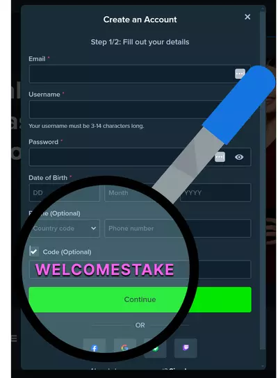 Exemple de code promo Stake