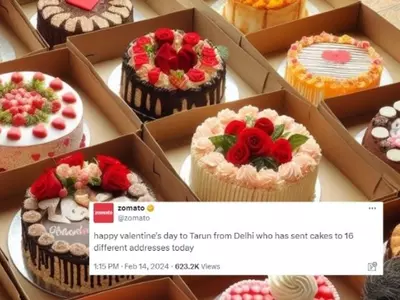 A Delhi Man Sent Sixteen Cakes To 16 Different Addresses On Valentine's Day, Zomato Wishes Him A Happy V-day