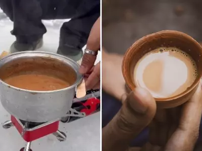 A Viral Adventure In Jammu And Kashmir Brewing Tea On A Frozen Stream