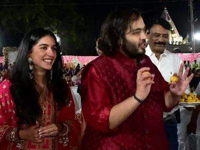 Radhika Merchant and Anant Ambani during Anna Seva before pre-wedding festivities
