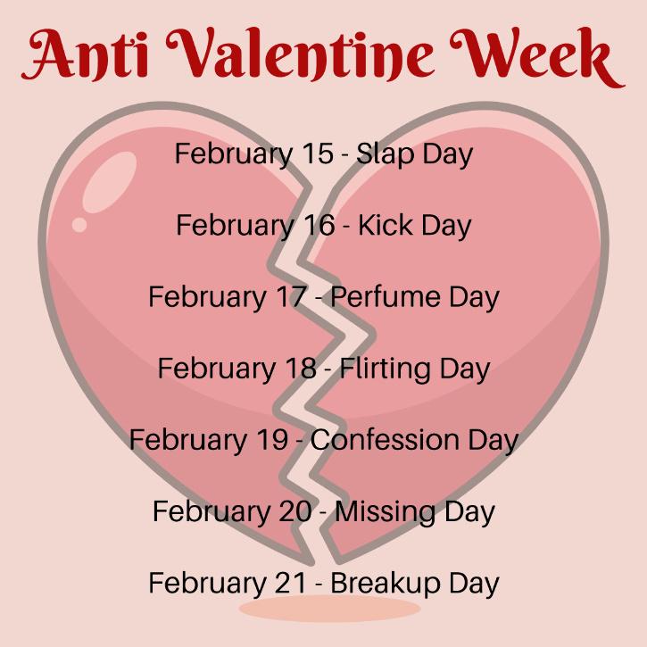 AntiValentine’s Week 2024 From Slap Day To Breakup Day, Here's All