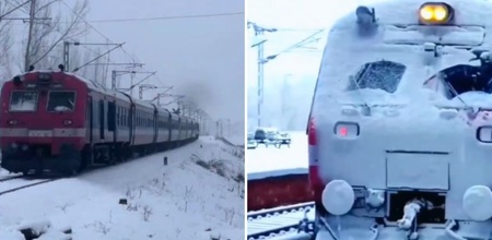 Captivating Video Of Train Journey Through Snowy Jammu and Kashmir