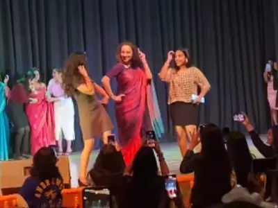 College Student Posts Video Of Principal Dancing, Walking The Ramp In A Saree At A Fest