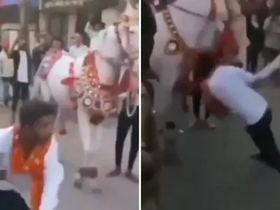 During Baraat Procession Youll Laugh Out Loud At The Horse's Flying Kick To The Man