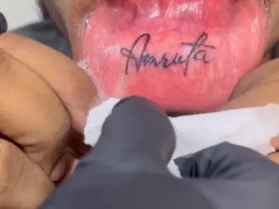 Internet Laughs At Man Who Gets Girlfriend's Name Tattooed In Lower Lip